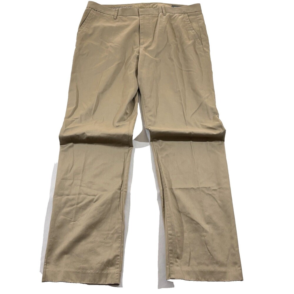 Bonobos Mens Pants Beige Wednesday Casual Khaki Straight Cotton Sz 35 x 32